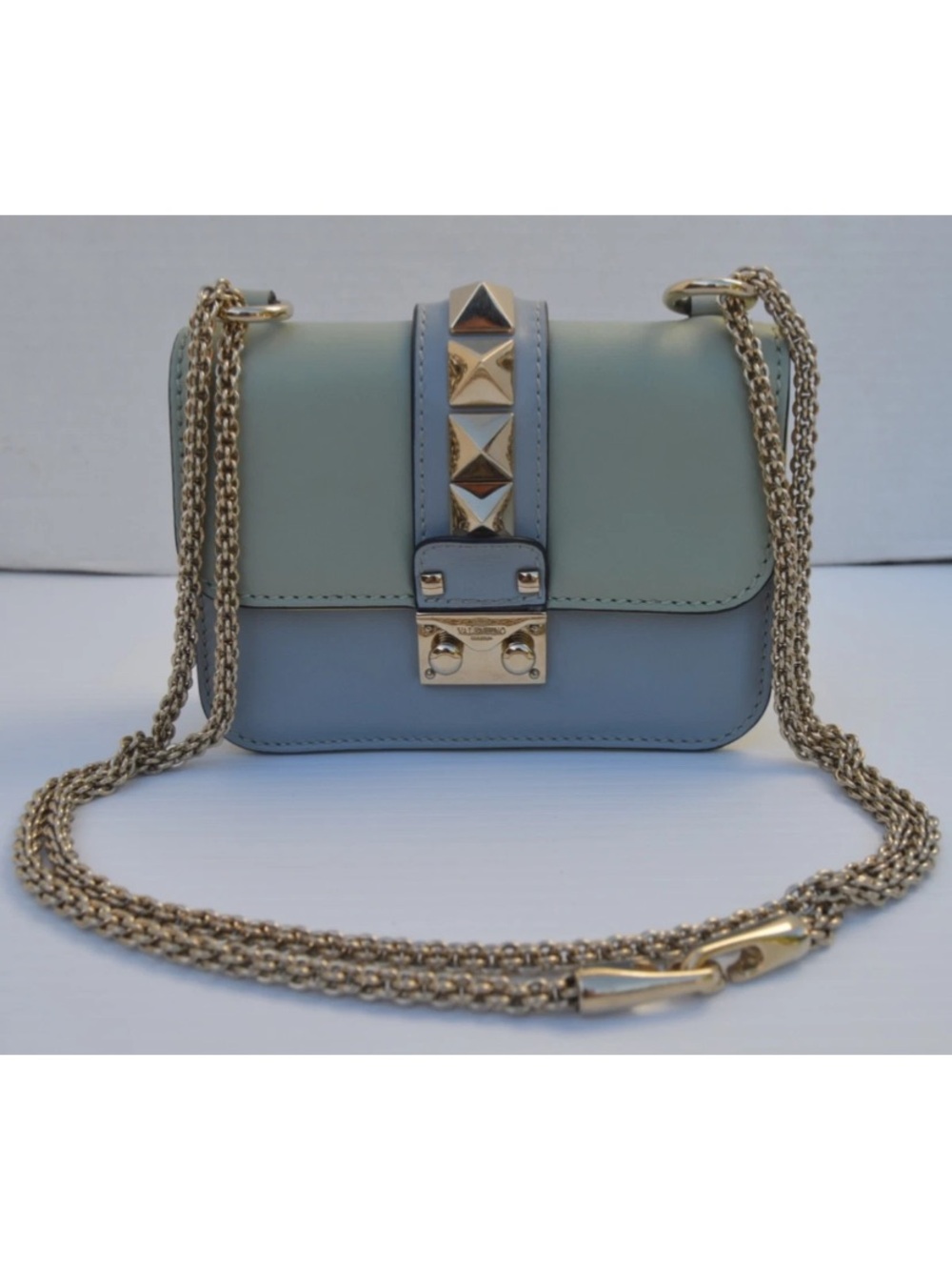 Valentino Glam Lock Mini Leather Silver Chain Bag